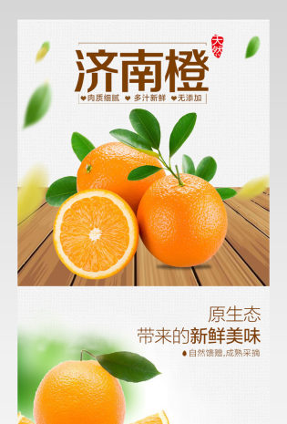 淘宝天猫橙子水果简约详情页psd模板下载