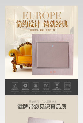 京东简约经典欧式开关插座详情页