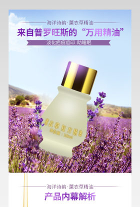 唯美化妆品薰衣草精油详情页产品描述页通用 