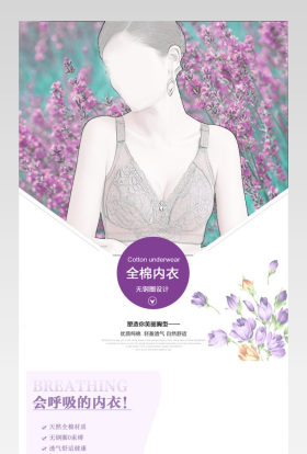 紫色内衣详情页文胸套装分层