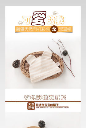 棕色系列简约风格帽子胎帽详情页通用