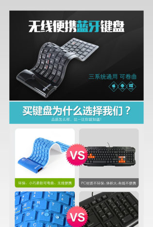 扁平风键盘详情页PSD模板
