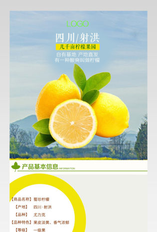 简约唯美风景水果柠檬橘子详情页 