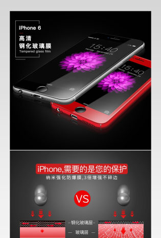 iphone6高清钢化玻璃膜详情页