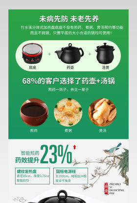 电器煎药壶养生壶详情页描述PSD模板分层