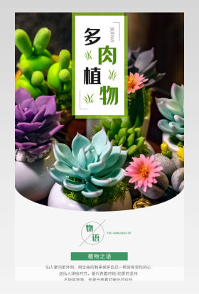 鲜花园艺日常通用版简约绿色多肉植物详情页