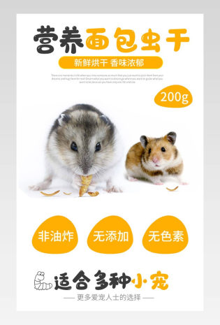 卡通手绘小宠仓鼠零食面包虫干详情页产品描述