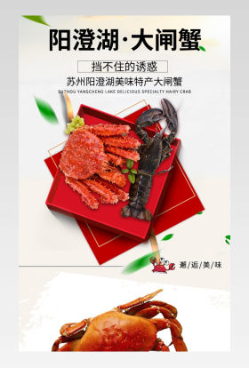 苏州六月黄大闸蟹鲜活螃蟹详情页阳澄湖镇海鲜水产详情鲜活生鲜公母蟹特大蟹