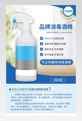 医用酒精消毒水洗手液简约促销详情页
