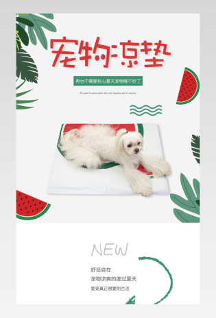 电商宠物夏季简约风猫狗凉垫详情页