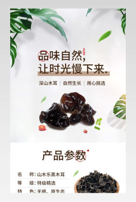 日常通用简约木耳香菇干货菌类食品详情页