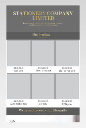 阿里巴巴国际站水笔圆珠笔文具详情页内页