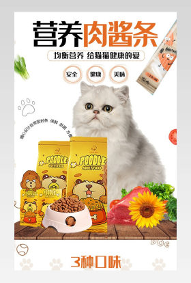 猫粮狗粮宠物食品猫狗零食肉条详情页 