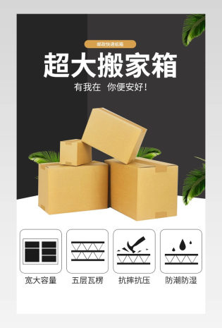 大气简约时尚五层纸箱纸盒包装盒邮政纸箱飞机盒详情页