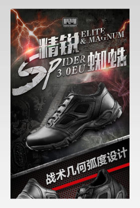 黑色炫酷风格男鞋鞋子详情页设计