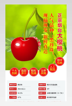 生鲜果蔬果园农产品新鲜烟台大樱桃黑珍珠详情页