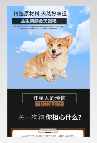 时尚日常需求宠物用品狗粮详情页