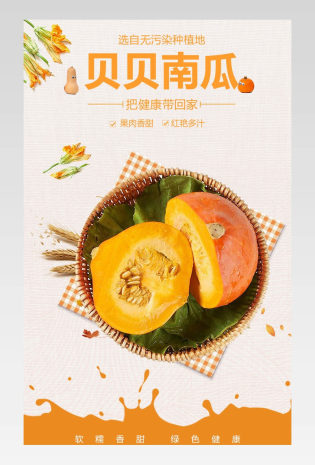 贝贝南瓜宝宝辅食水果简约详情页设计