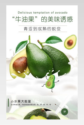墨西哥牛油果进口水果简约清新详情页