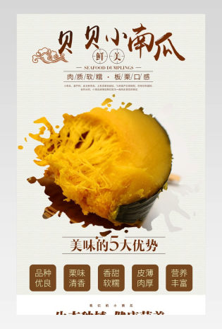 贝贝南瓜  小南瓜宝宝辅食水果 复古类型 详情页 