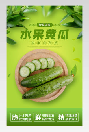 绿色时尚清新水果黄瓜蔬菜详情页设计素材