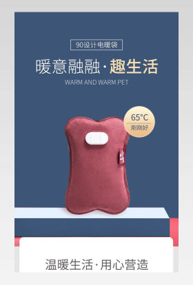 暖水袋热水袋暖手宝简约详情页设计