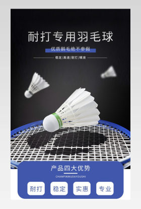 比赛专用耐打天然鹅毛羽毛球详情页