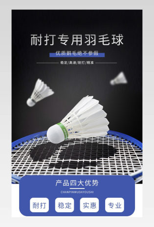 比赛专用耐打天然鹅毛羽毛球详情页