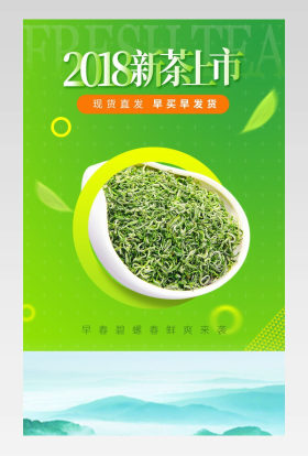 清新简约食品茶饮绿茶碧螺春龙井红茶详情页
