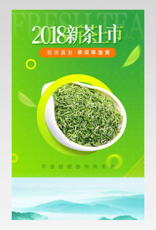 清新简约食品茶饮绿茶碧螺春龙井红茶详情页