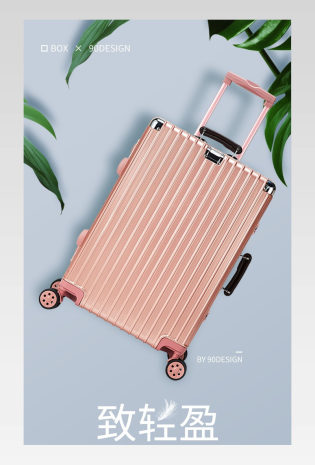 大气简约旅行箱拉杆箱详情页设计素材
