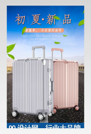 小清新户外旅行箱包类行李箱日常通用详情页