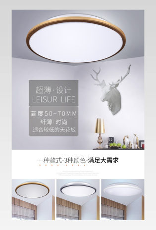 清新简约风时尚天花灯详情页产品描述页通用