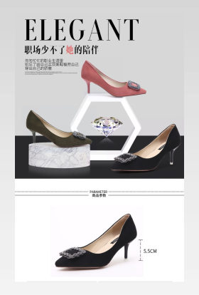 简约大气水钻高跟鞋详情页产品描述页通用 