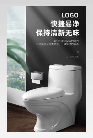 马桶盖卫浴简约大气描述详情页设计